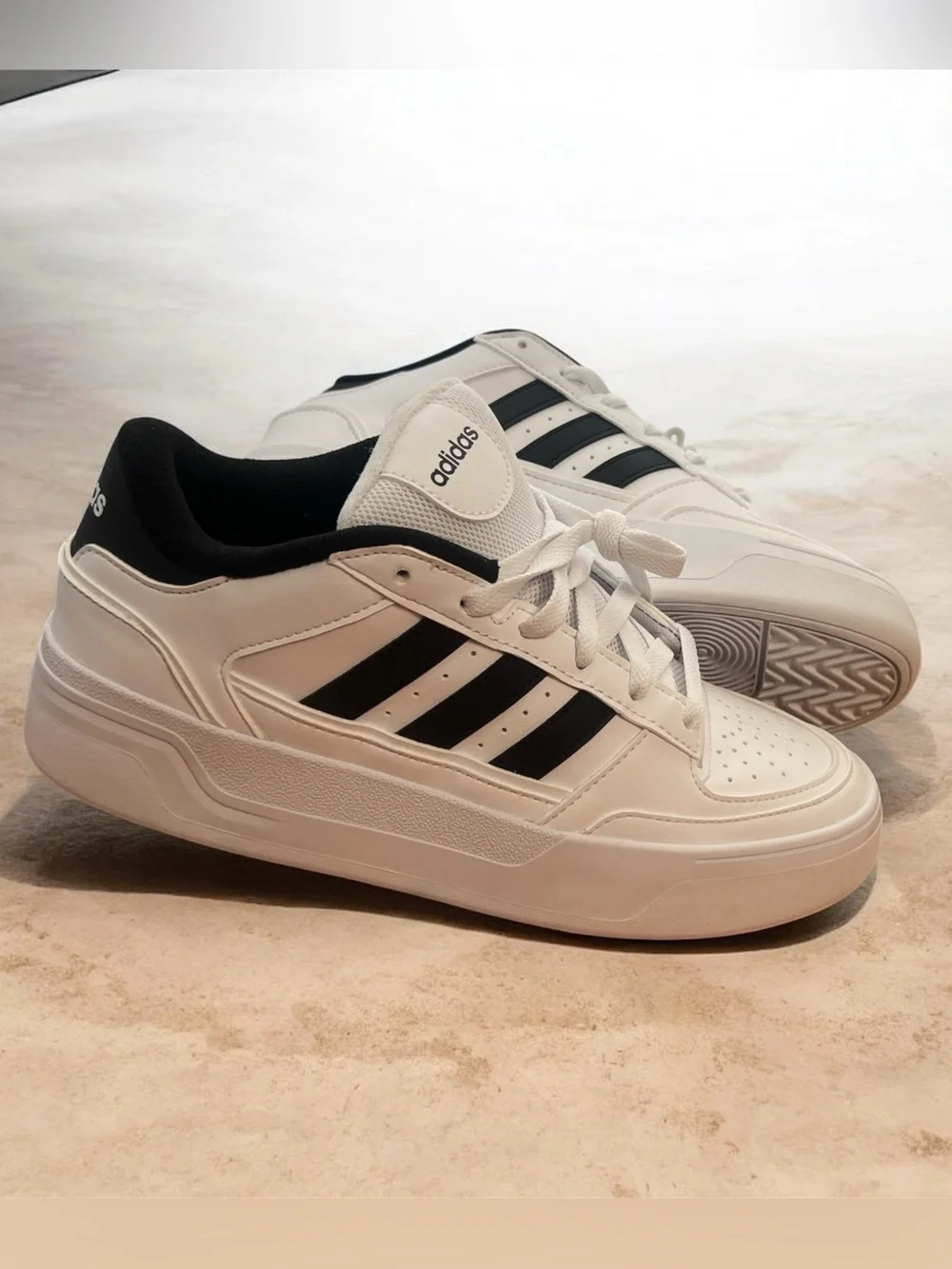 adidas Men’s White & Black Court-Style Sneakers